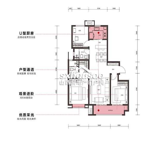 三室兩廳兩衛 126㎡